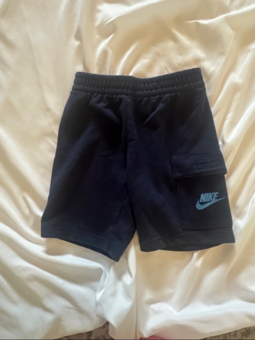 Nike Black Shorts with Light Blue Logo Cargo Pocket